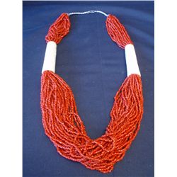 Red Bead and Bone Necklace