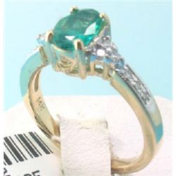 14K GOLD DIAMOND AND EMERALD RING