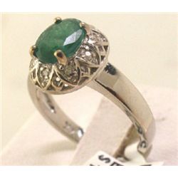 14K GOLD DIAMOND AND EMERALD RING