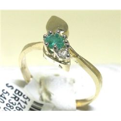 14K GOLD DIAMOND AND EMERALD RING