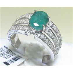 14K GOLD DIAMOND AND EMERALD RING