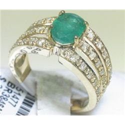 14K GOLD DIAMOND AND EMERALD RING