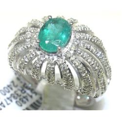 14K GOLD DIAMOND AND EMERALD RING