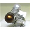 Image 1 : 18K GOLD PEARL AND DIAMOND RING