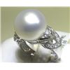 Image 1 : 18K GOLD PEARL AND DIAMOND RING