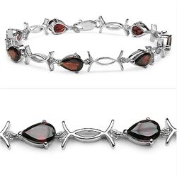 7.00 Carat Genuine Garnet .925 Sterling Silver Bracelet