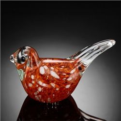 Hand Crafted Orange Art Glass Bird