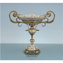 HAND PAINTED PORCELAIN  & BRASS BOWL