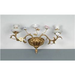 BRASS FLORAL WALL MOUNT CANDLEHOLDER