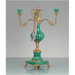 PORCELAIN CANDLEABRA WITH PARROT