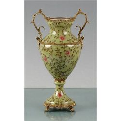 GREEN FLORAL PORCELAIN VASE