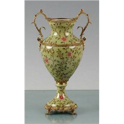 GREEN FLORAL PORCELAIN VASE