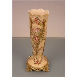 PORCELAIN VASE WITH BRASS TRIM