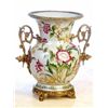 Image 1 : PORCELAIN FLORAL VASE W/ BRASS ACCENTS