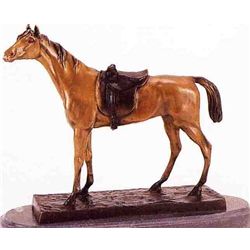 "Horse With Side Saddle" Bronze Sculpture - Moigniez