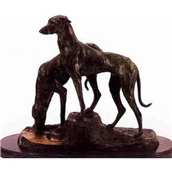 "Double Greyhound" Bronze Sculpture - Masson