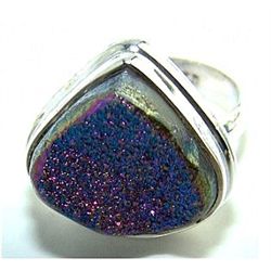 Silver and Titanium Drusy Ring