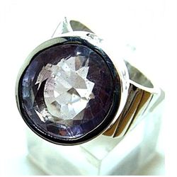 Silver and Faceted Amethyst Ring