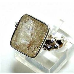 Silver and Golden Rutilated Quartz Ring