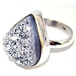 Silver and Agate Drusy Ring