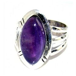 Silver and Amethyst Cabochon Ring