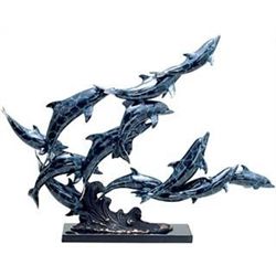 Dolphin School Bronze Sculpture