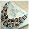 Image 1 : Agate, Smokey Quartz & Fire Opal Necklace