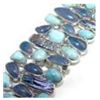Image 1 : Larimar, Fire Opal & Biwa Pearl Bracelet