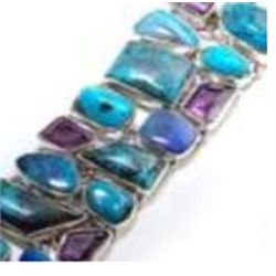 Azurite, Turquoise & Amethyst Bracelet