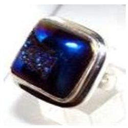 Silver and Coated Drusy Ring