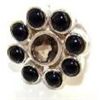 Image 1 : Silver and Onyx & Smokey Quartz Ring