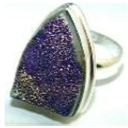 Silver and Titanium Drusy Ring