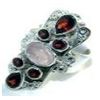 Image 1 : Silver and Garnet & Rose Quartz Ring