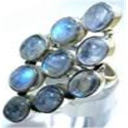 Silver and Rainbow Moonstone Ring