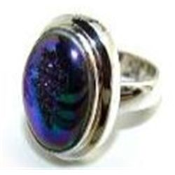 Silver and Coated Drusy Ring