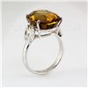Image 1 : 24.28CTW Big Stone Yellow Topaz Silver Ring