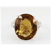 Image 2 : 24.28CTW Big Stone Yellow Topaz Silver Ring