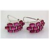 Image 1 : 39.52CTW Pink Ruby Cluster Design Silver Earring