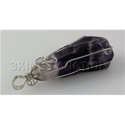 Natural 108.24ctw Uncut Amethyst Silver Pendant