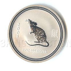 Australian Lunar Silver 1 oz Silver 2008 Rat