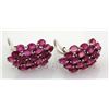 Image 1 : 40.35CTW Pink Ruby Cluster Design Silver Earring