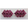 Image 2 : 40.35CTW Pink Ruby Cluster Design Silver Earring