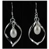 Image 1 : Natural 3.87g Pearl Spiral Dangling Silver Earring