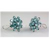 Image 2 : 60.05CTW Flower Blue Zircon Cluster Silver Earring