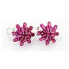 Image 2 : 30.75CTW Flower Cluster Pink Ruby Silver Earring