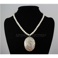 220.7CTW 18" WHITE FRESHWATER CAPIZ PENDANT/MOTHER OF P