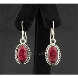 Sterling Silver 28.50ctw Oval Ruby Beryl Earring