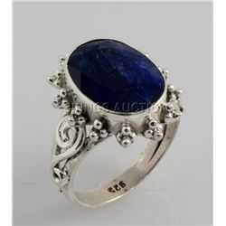 28.50ctw SapphireCorrundum OvalStone SilverRing