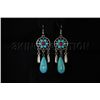 Image 1 : 72.81ctw Teardrop Turquoise Silver Dangling Earring