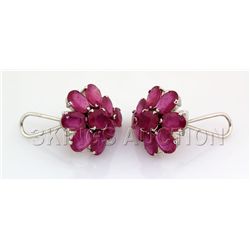 Beautiful 51.30CTW Flower Pink Ruby Silver Earring